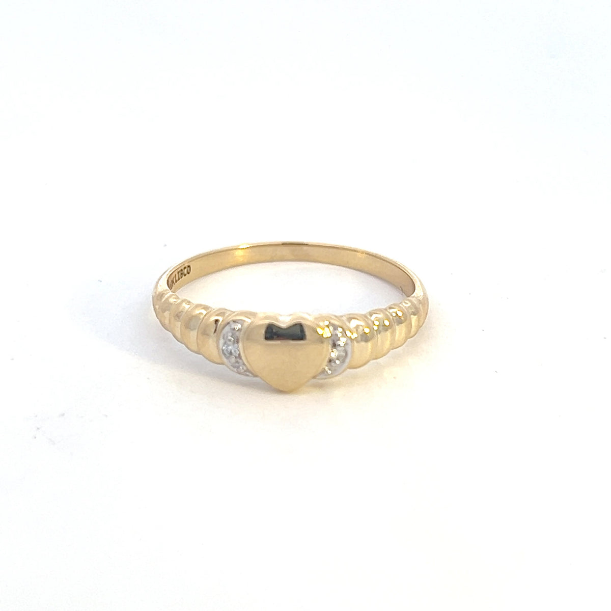 Anillo tipo sello de diamantes de 0,013 quilates en oro amarillo de 10 quilates, talla 6,5