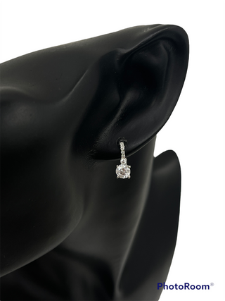 Pendientes de plata de ley 925 con circonitas cúbicas de 5,5 mm: 14,5 mm x 5,5 mm