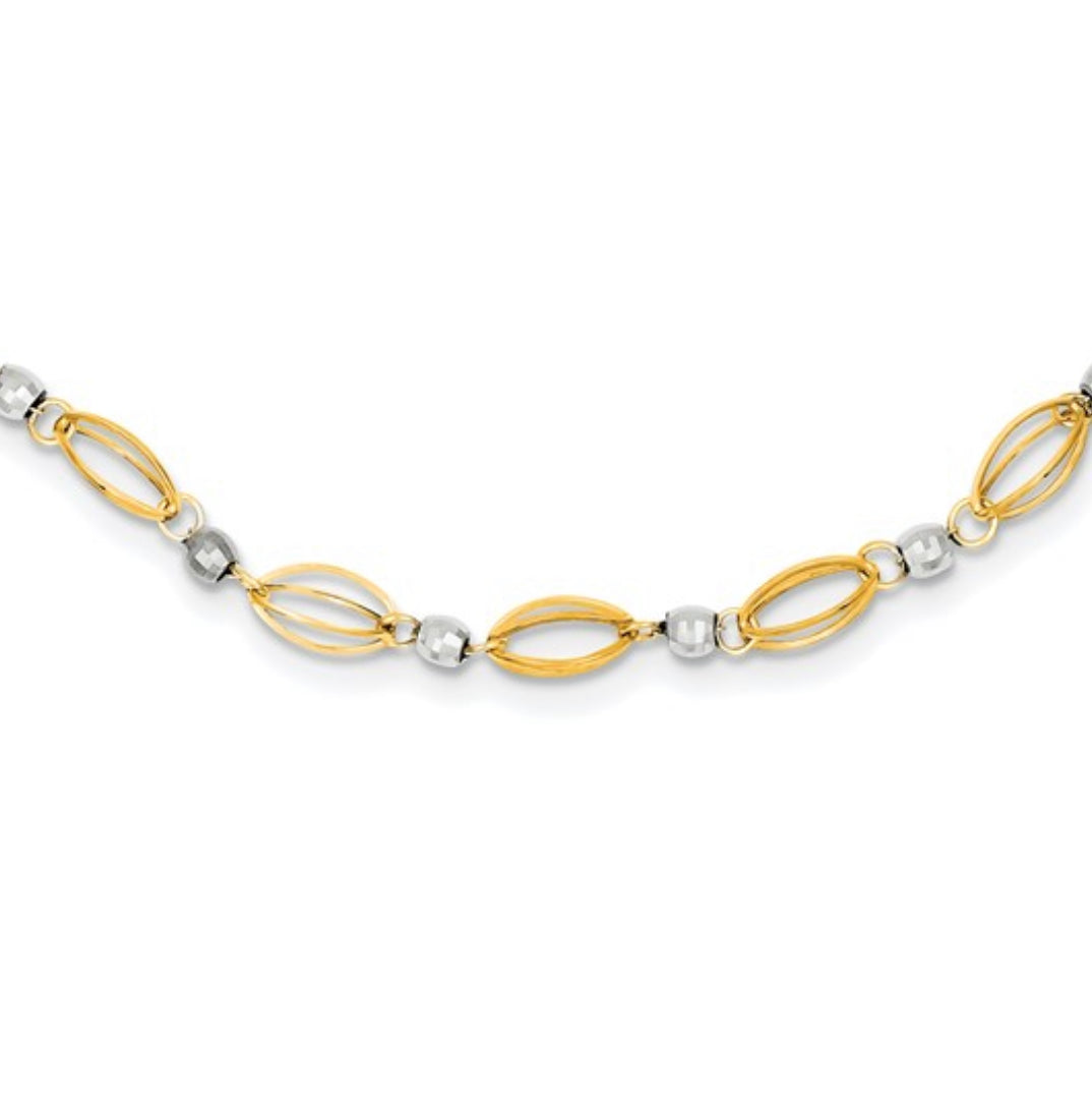 14K Yellow and White Gold 4.0mm Fancy Bead Chain