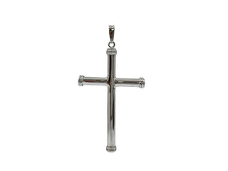 925 Sterling Silver Rhodium Plated Cross Pendant - 58mm x 30mm