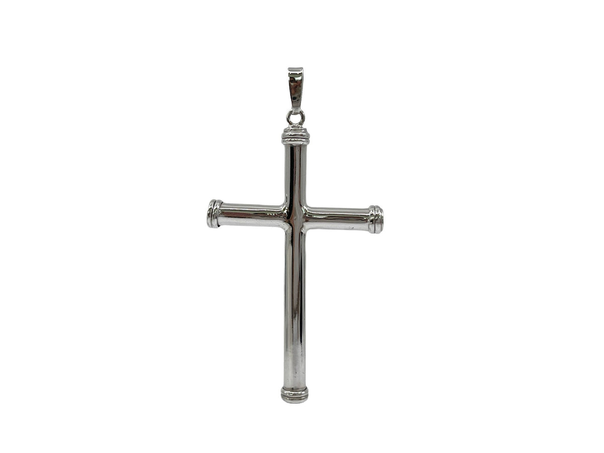 925 Sterling Silver Rhodium Plated Cross Pendant - 58mm x 30mm