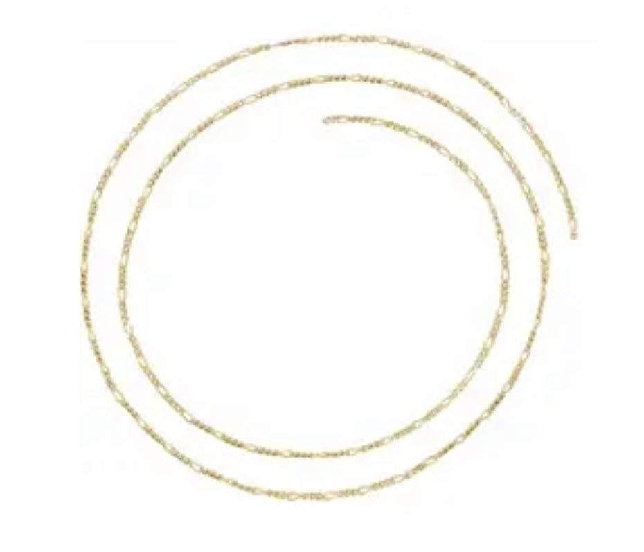 Cadena Figaro cóncava de 1,28 mm de oro amarillo de 14 quilates por pulgada - Pulsera / Collar / Tobillera Joyería permanente