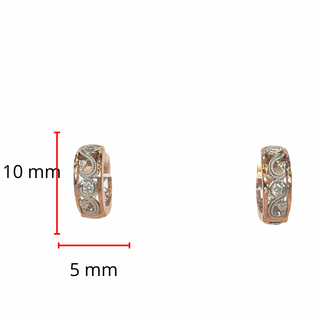 Pendientes tipo argolla/huggie de diamantes Shelly Purdy de 0,10 quilates en oro blanco y rosa de 14 quilates