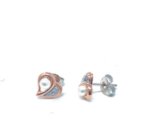 Pendientes de perlas y diamantes de oro rosa
