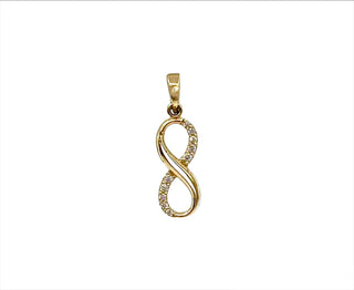 Dije de circonita cúbica infinita de oro amarillo de 10 quilates: 21 mm x 5 mm