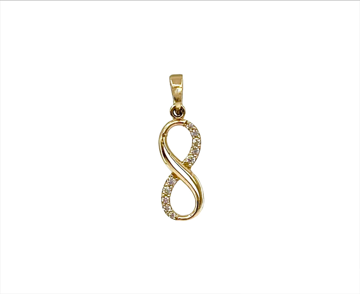 Dije de circonita cúbica infinita de oro amarillo de 10 quilates: 21 mm x 5 mm