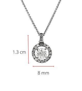 Collar con halo/racimo de diamantes canadienses de 0,41 quilates en oro blanco de 10 quilates, 18"