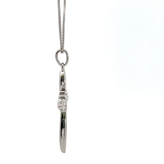 Collar con cruz de diamantes de 0,05 quilates en oro blanco de 10 quilates, 18"