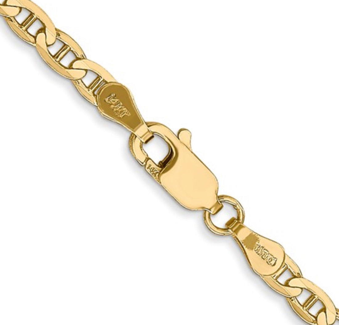 14K Yellow Gold 4.5mm Concave Anchor Chain