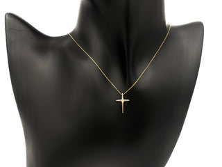 Colgante de cruz de diamantes de 0,015 quilates en oro amarillo de 10 quilates, 18"