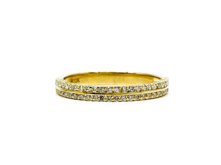 10K Yellow Gold 0.25cttw Diamond Double Band Ring - Size 6.5