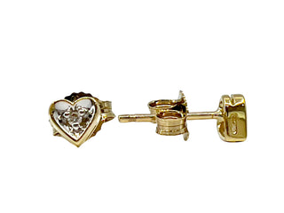 Pendientes de corazón de diamantes en oro de 10 quilates en dos tonos, 0,02 quilates