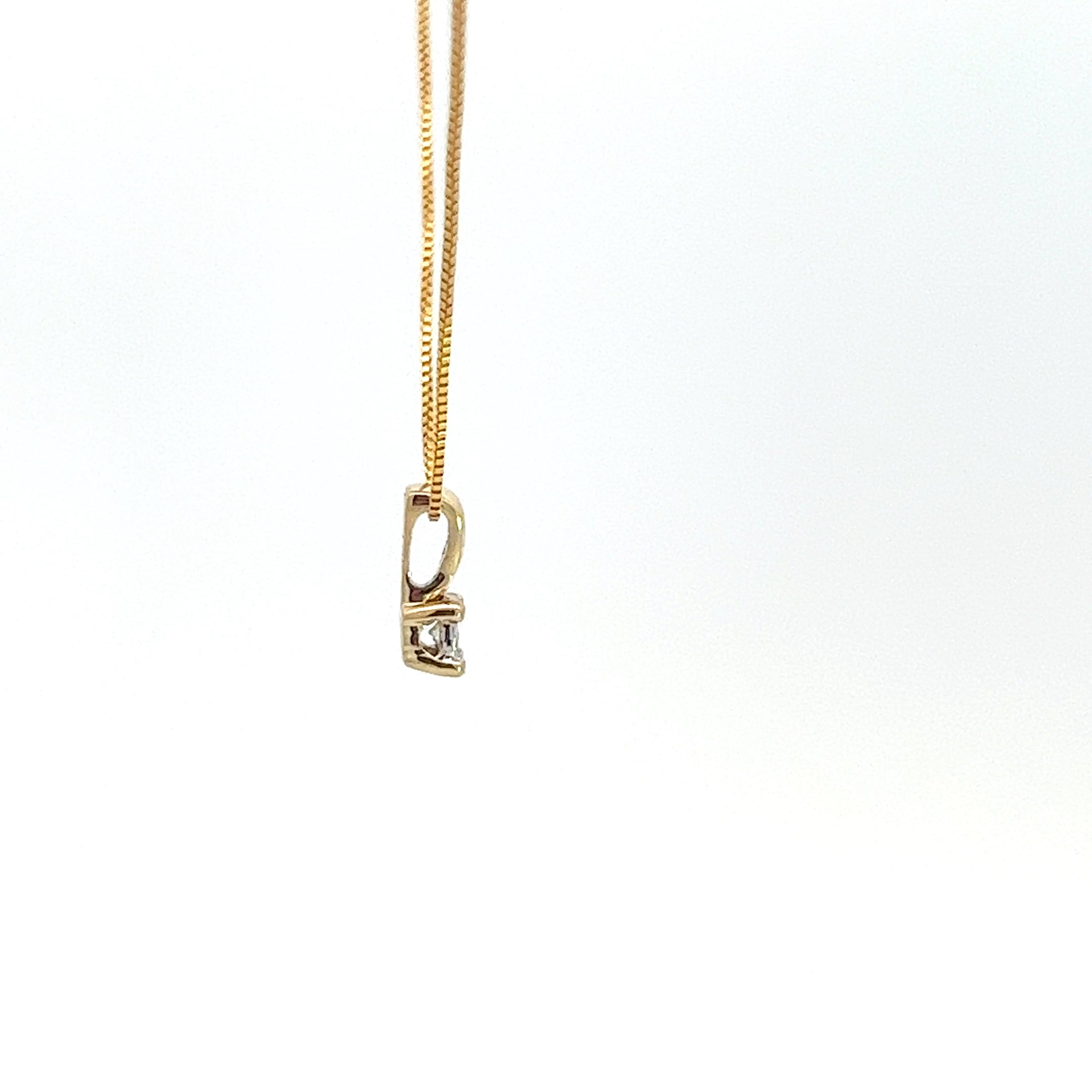 10K Yellow Gold 0.03 cttw Diamond Illusion Set Solitaire Pendant, 18"