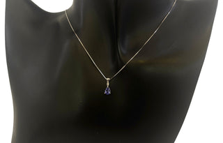 10K White Gold Genuine Tanzanite & Diamond Pendant - 18"
