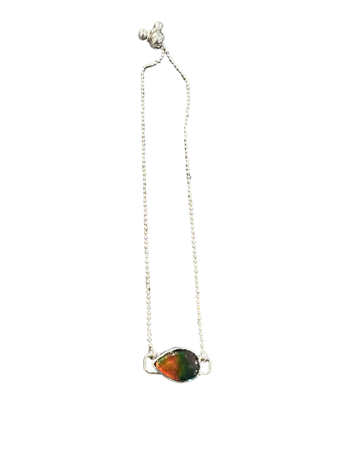 925 Sterling Silver Ammolite Bracelet - 12mm x 8mm