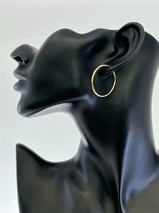 Pendientes de aro/durmiente/guardián de oro amarillo de 10 quilates de 30 mm
