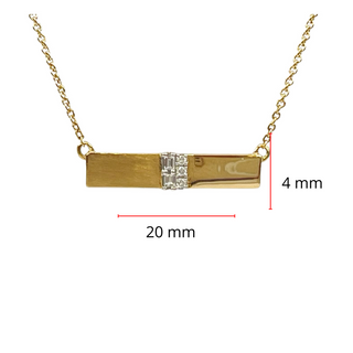 Colgante con barra de diamantes de 0,06 quilates en oro amarillo de 14 quilates, 18"