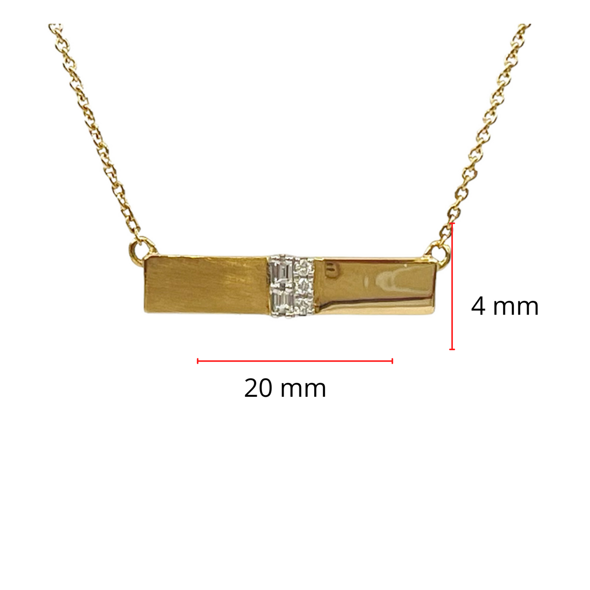 14K Yellow Gold 0.06cttw Diamond Bar Pendant, 18&quot;