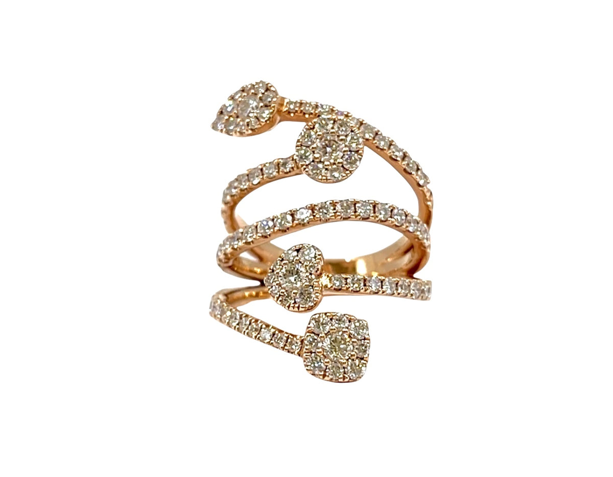 14K Rose Gold 1.67cttw Diamond Fancy Shape Ring, size 6.5