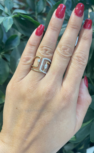 Anillo de diamantes de 0,37 quilates en oro de 14 quilates en dos tonos, talla 6