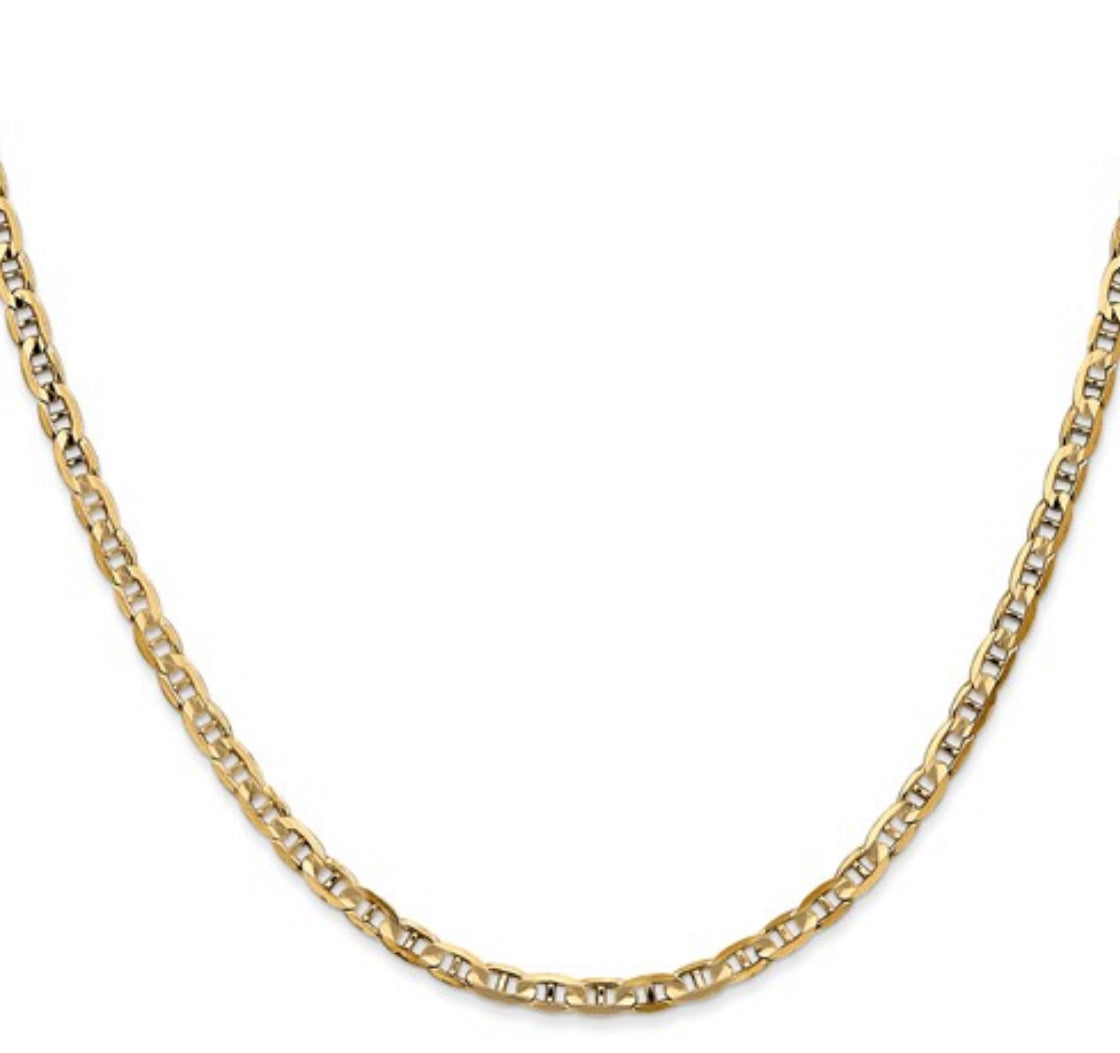 14K Yellow Gold 5.25mm Concave Anchor Chain
