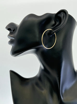 Pendientes de aro/durmiente/guardián de 42 mm de oro amarillo de 10 quilates