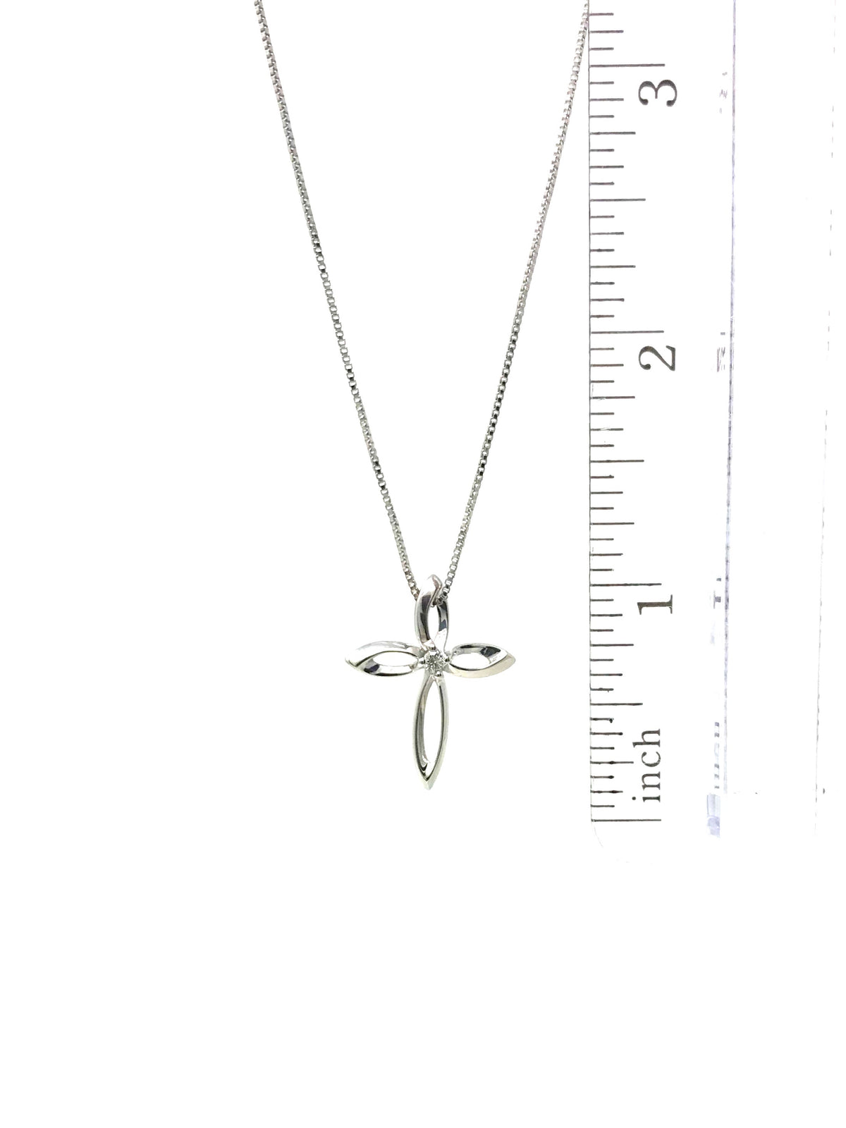 Diamond Cross Silver Necklace