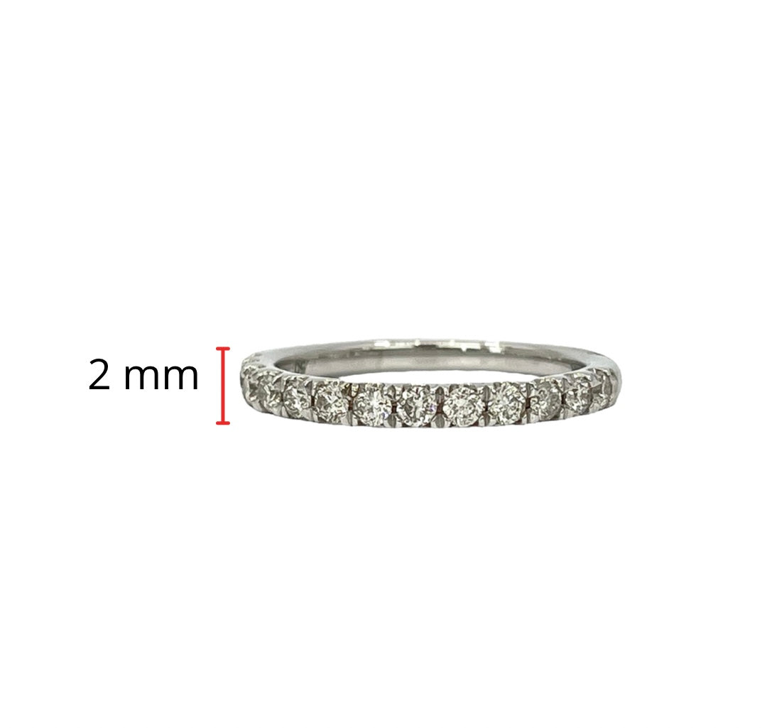 Anillo de oro blanco de 10 k con pavé de diamantes de 0,50 quilates, talla 6,5