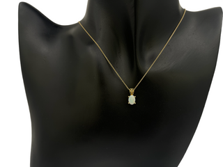 10K Yellow Gold Opal and Diamond Pendant, 18"