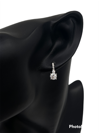 Pendientes de plata de ley 925 con circonitas cúbicas de 5,5 mm: 14,5 mm x 5,5 mm