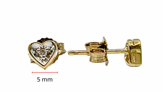 Pendientes de corazón de diamantes en oro de 10 quilates en dos tonos, 0,02 quilates