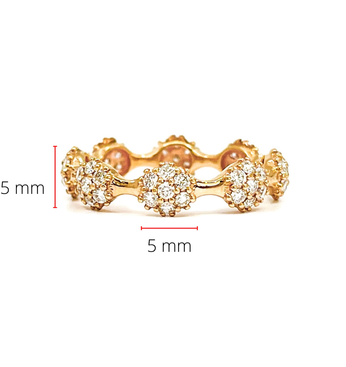 Anillo de eternidad con diamantes de 1,10 quilates en oro rosa de 14 quilates, talla 6