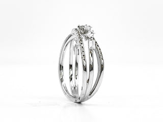 14K White Gold 0.44cttw Baguette and Round Diamond Ring, Size 6.75