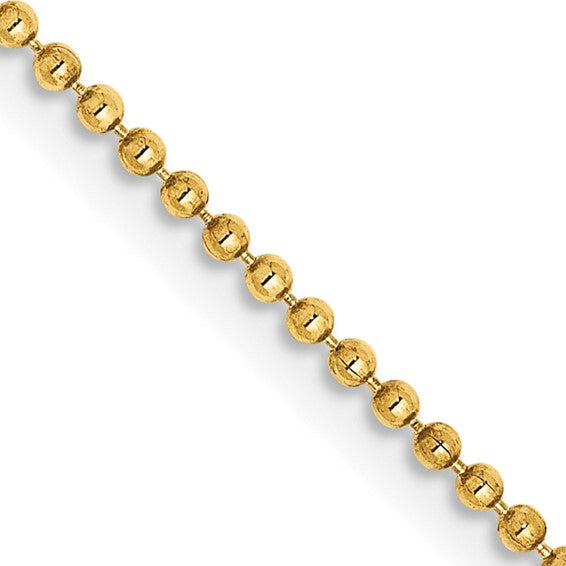 Cadena de cuentas elegantes de oro de 14 quilates de 1,20 mm