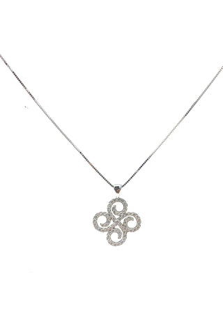Colgante de flor de diamante de 1,00 quilates en oro blanco de 10 quilates, 18"