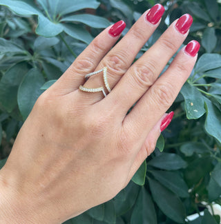 Anillo de diamantes de 0,47 quilates en oro de 14 quilates en dos tonos, talla 6