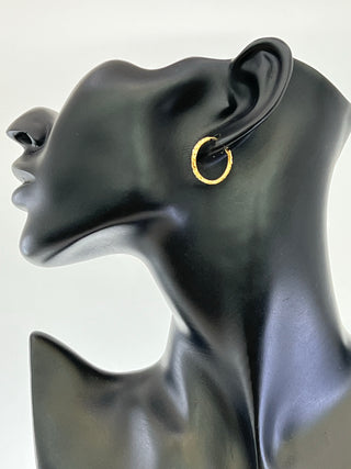 Pendientes de aro/durmiente/guardián de 22 mm de oro amarillo de 10 quilates
