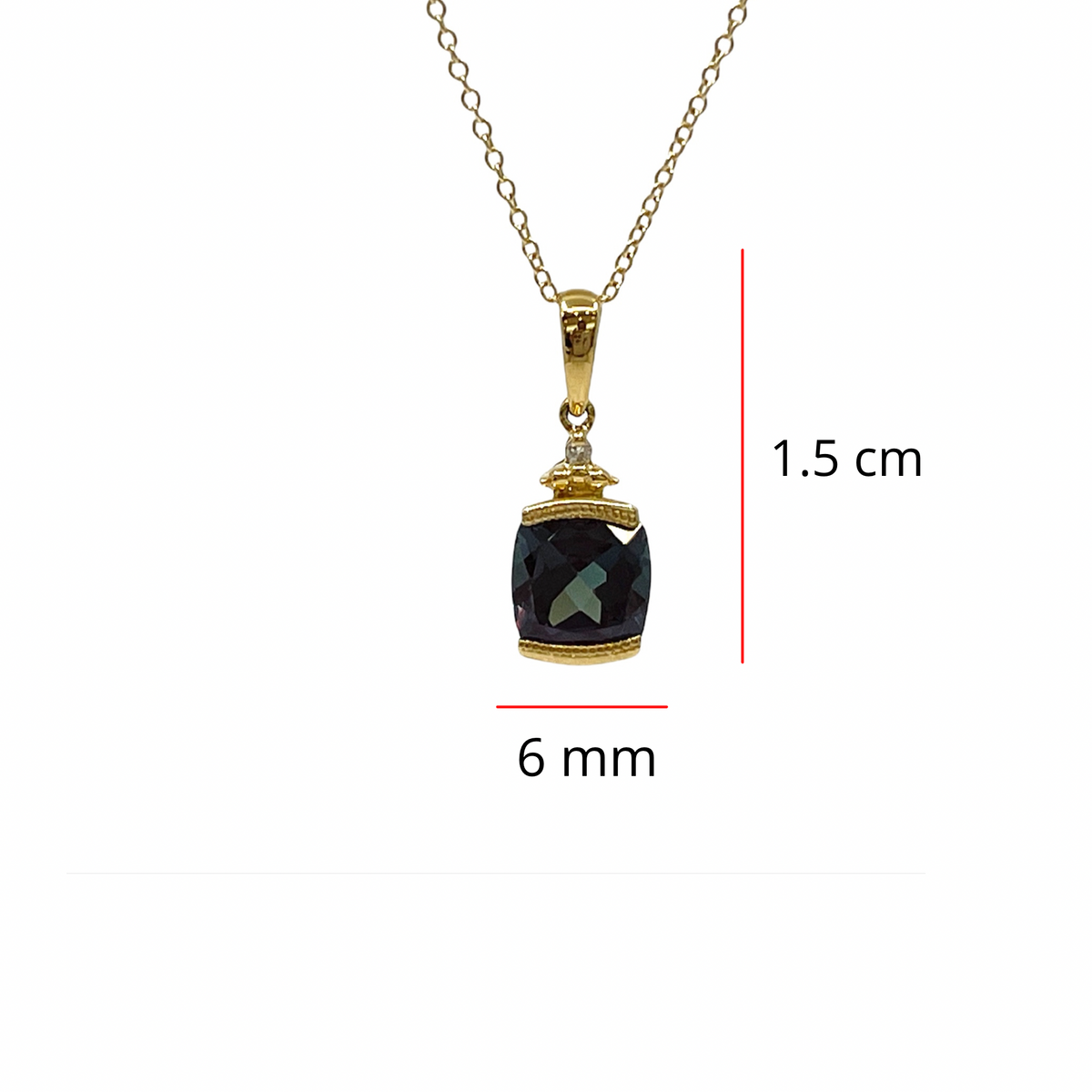 10K Yellow Gold 1.00cttw Created Alexandrite and 0.01cttw Diamond Necklace, 18&quot;