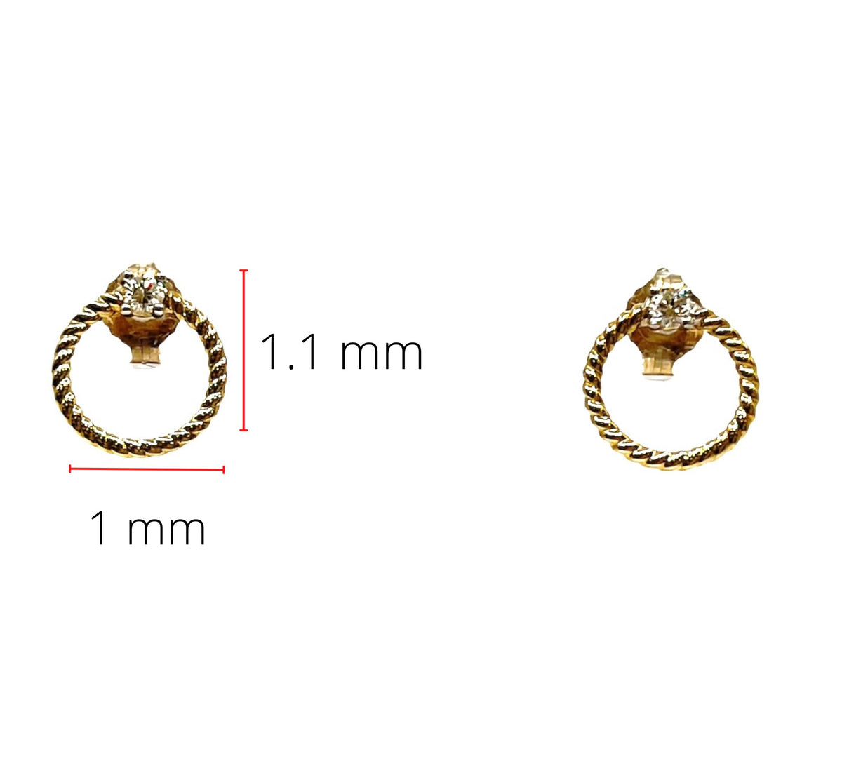 Pendientes circulares/infinitos con diamantes en oro amarillo de 10 quilates, 0,10 quilates