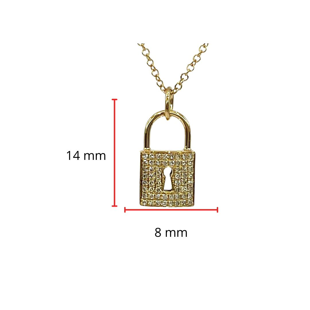 14K Yellow Gold 0.12cttw Diamond Lock Pendant, 18&quot;