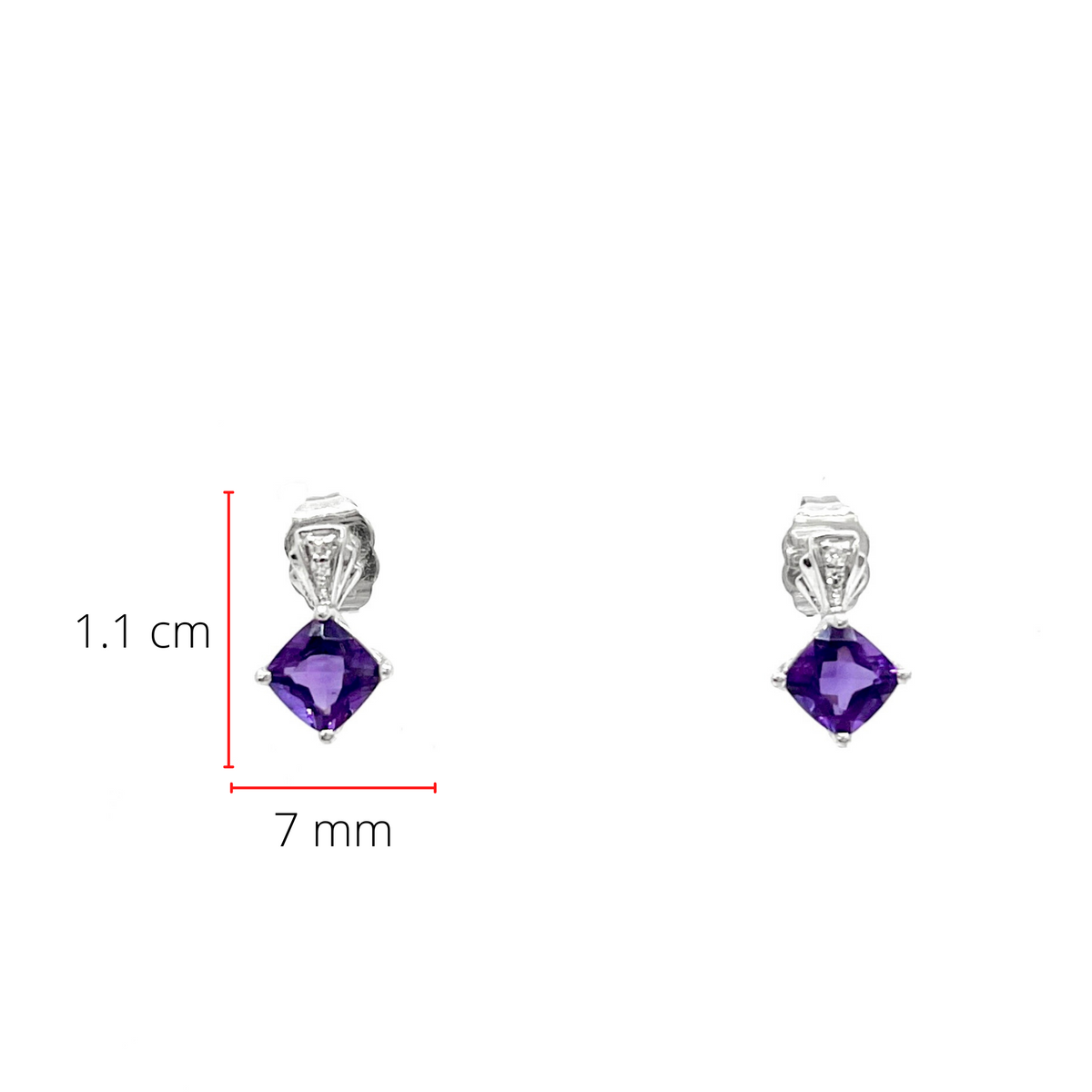 10K White Gold 1.00cttw Genuine Amethyst &amp; 0.02cttw Diamond Earrings