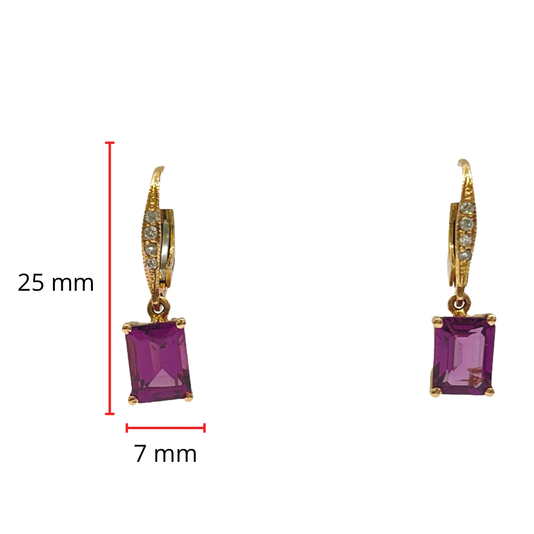 14K Rose Gold 3.80cttw Rhodalite Garnet &amp; 0.06cttw Diamond Earrings