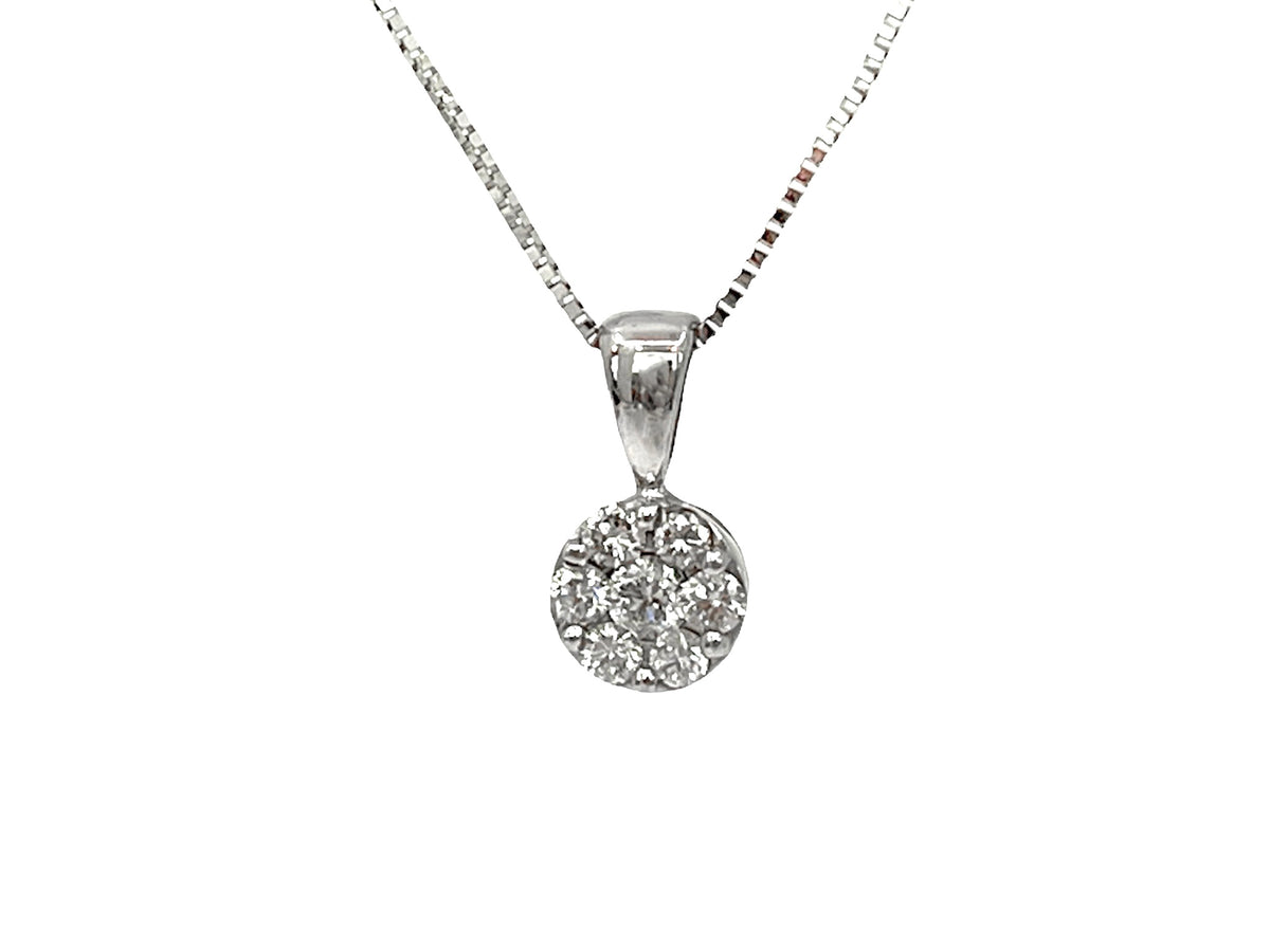 14K White Gold 0.19cttw Diamond Pendant, 18&quot;