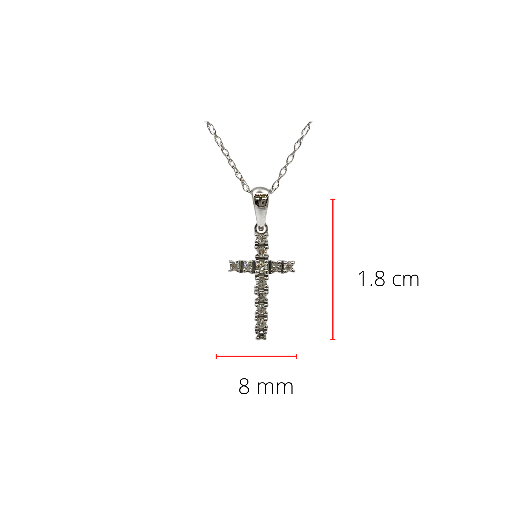 10K White Gold 0.09cttw Diamond Cross Necklace (8mm x 13mm) - 18 Inches