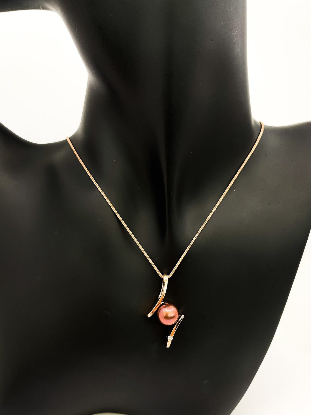 Collar de diamantes y perlas del Mar del Sur en oro rosa de 10/14 quilates, 18 &quot;