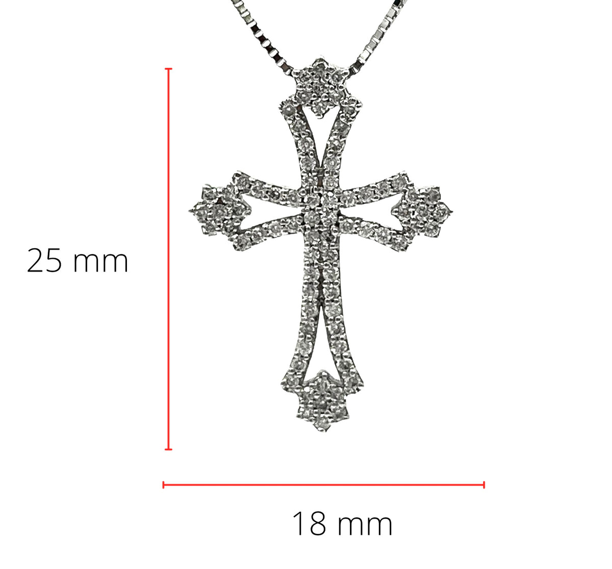 Colgante de cruz de diamantes de 0,62 quilates en oro blanco de 10/14 quilates, 18&quot;