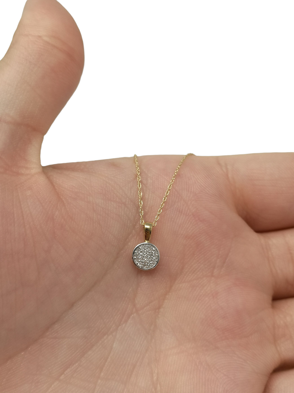 10K White &amp; Yellow Gold 0.10cttw Diamond Pendant, 18&quot;