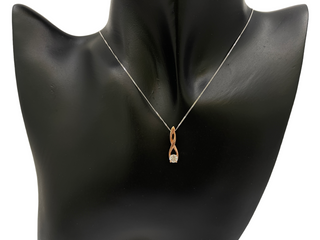 10K White and Rose Gold 0.30cttw Diamond Pendant,  18"