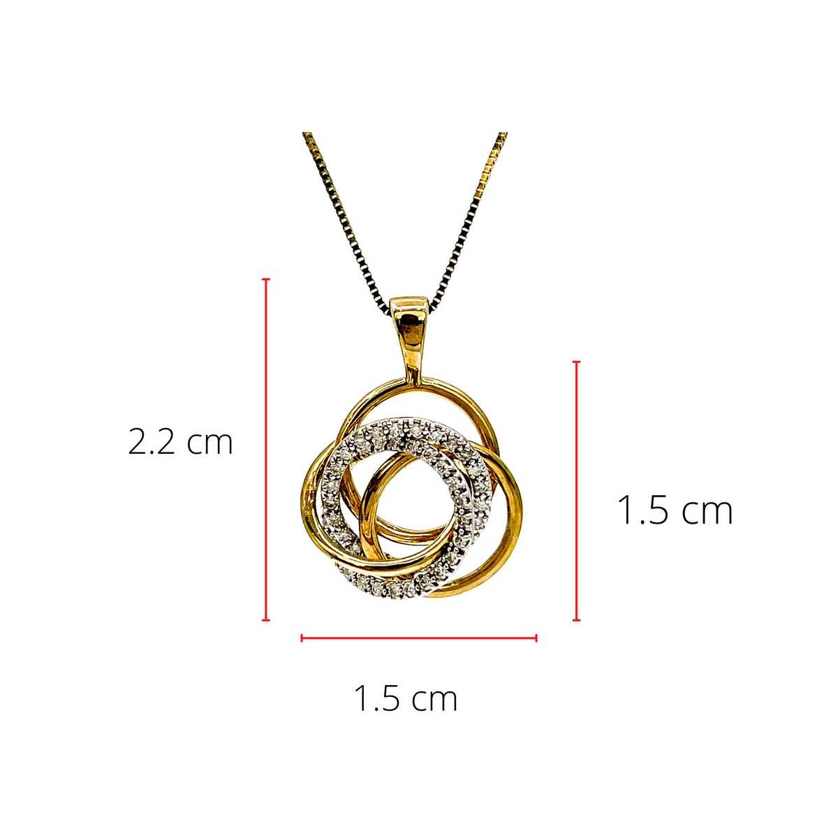10K Two Tone Yellow and White Gold 0.18cttw Diamond Pendant, 18&quot;