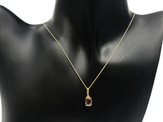 10K Yellow Gold 1.00cttw Created Alexandrite and 0.01cttw Diamond Necklace, 18"